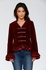 Burgundy Gloria Velvet Tailed Jacket
