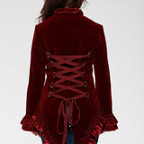 Burgundy Gloria Velvet Tailed Jacket