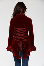 Burgundy Gloria Velvet Tailed Jacket