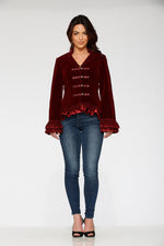 Burgundy Gloria Velvet Tailed Jacket