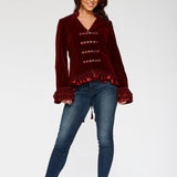 Burgundy Gloria Velvet Tailed Jacket