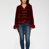 Burgundy Gloria Velvet Tailed Jacket