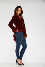 Burgundy Gloria Velvet Tailed Jacket