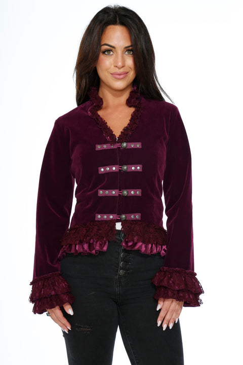 Purple Gloria Velvet Tailed Jacket