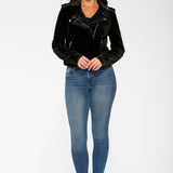 Black Velvet Moto Jacket