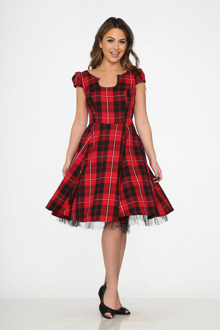 Red Plaid Swing Dress