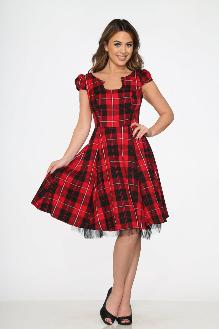 Red Plaid Swing Dress