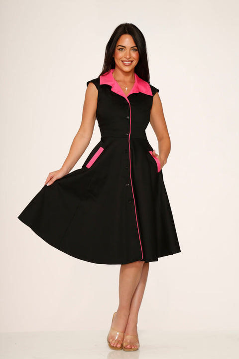 Black & Pink Diablo Swing Dress