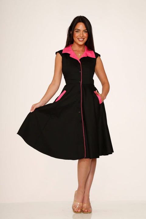Black & Pink Diablo Swing Dress