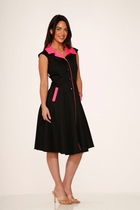 Black & Pink Diablo Swing Dress