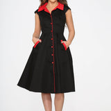 Black Red Trim Swing Dress