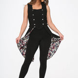 Black Floral Vest Back Split