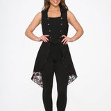 Black Floral Vest Back Split