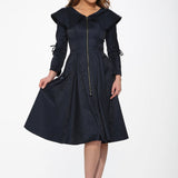 Blue Zipper Swing Dress