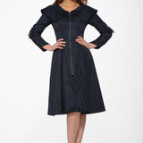 Blue Zipper Swing Dress