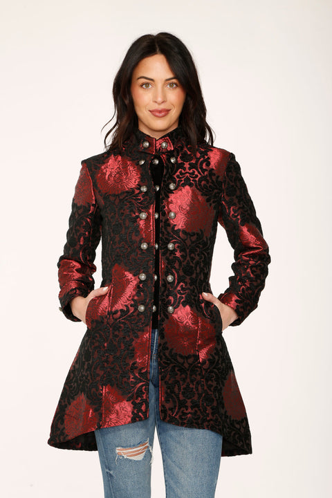 Red & Black Brocade Coat
