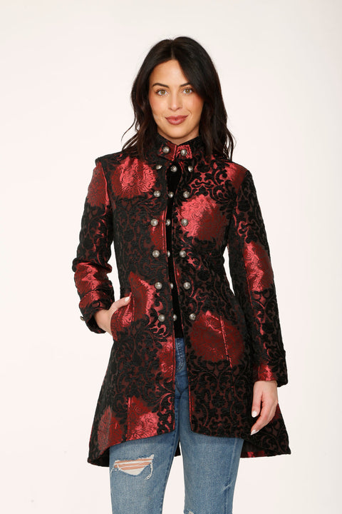 Red & Black Brocade Coat