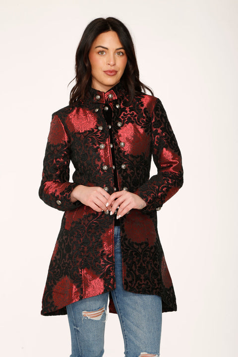 Red & Black Brocade Coat