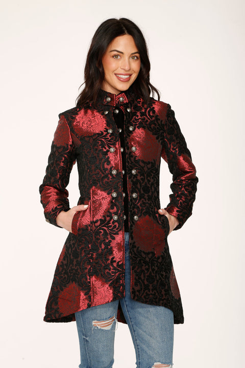 Red & Black Brocade Coat