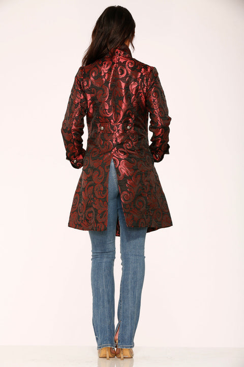 Red Brocade Women's Coat