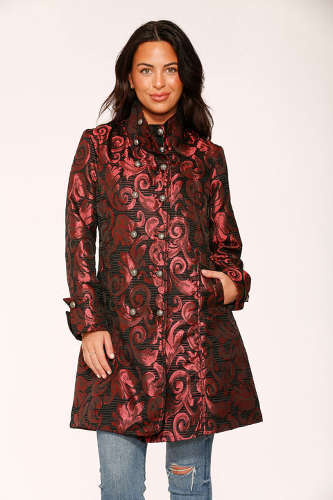 Red Brocade Women's Coat