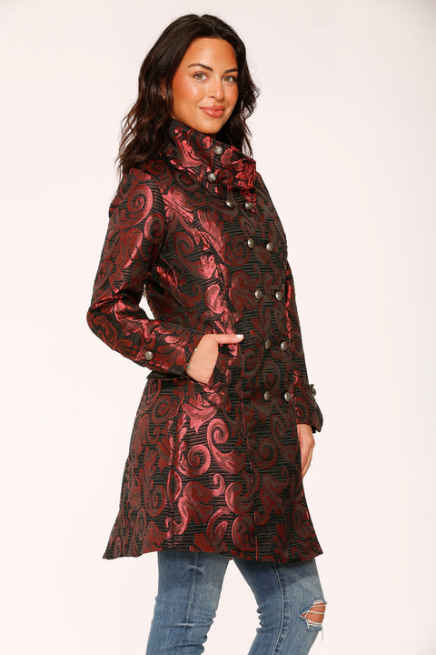 Red Brocade Women's Coat