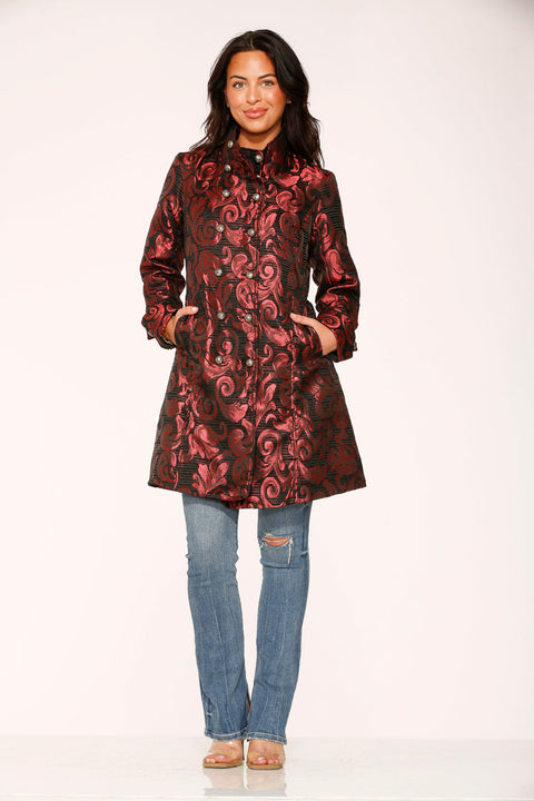 Red Brocade Women's Coat