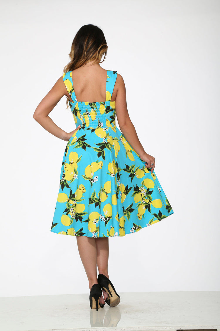 Lemon Print Swing Dress