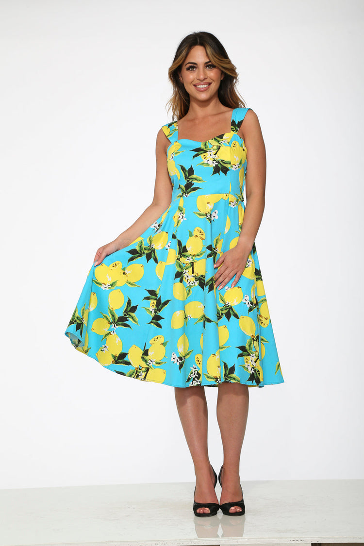 Lemon Print Swing Dress
