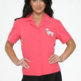 Hot Pink with White Embroidered Poodle Top