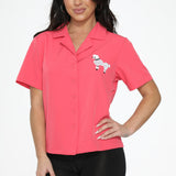 Hot Pink with White Embroidered Poodle Top
