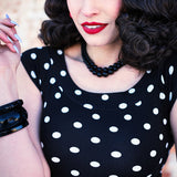 Retro Boat Neck Top in Polka Dots