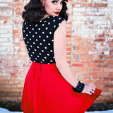 Retro Boat Neck Top in Polka Dots