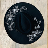 Vegan Felt Hat - XL Brim - Pansies