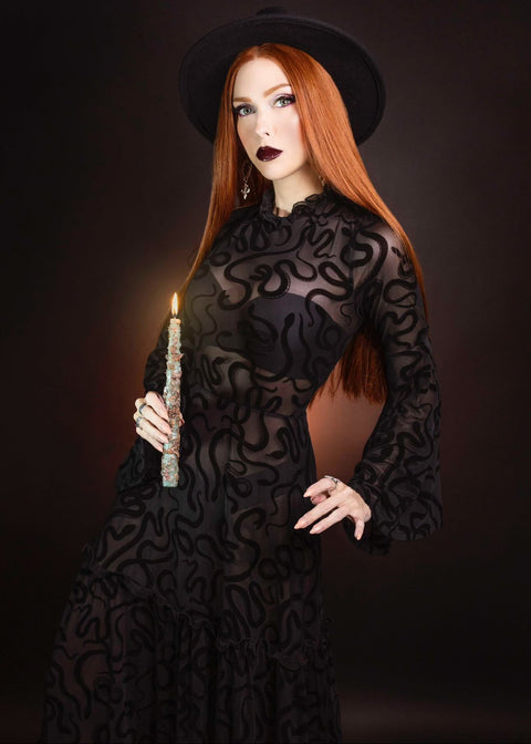 bell sleeve black maxi dress Sloane