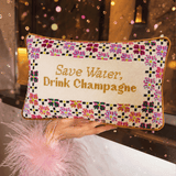 Needlepoint Pillow - Save Water, Drink Champagne