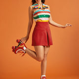 Roll With It Pleated Short Skort