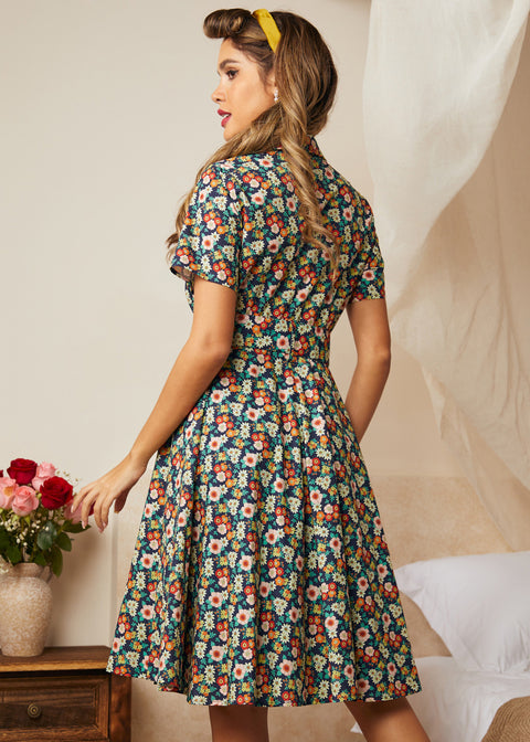 flower fit and flare dress Boston Proper - Pastel Green - Laser Cut 3D Floral Appliqu & flared skirt Ivory Rose Floral Print Fit