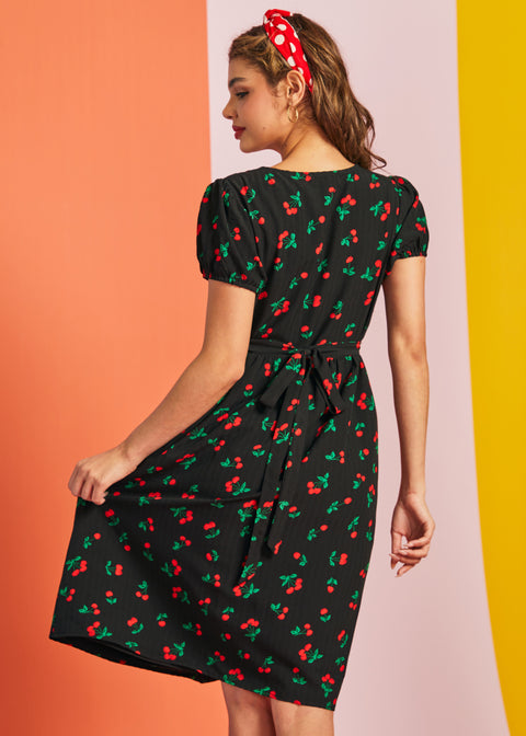 Vintage Inspired Cherry Print Midi Dress | ModCloth