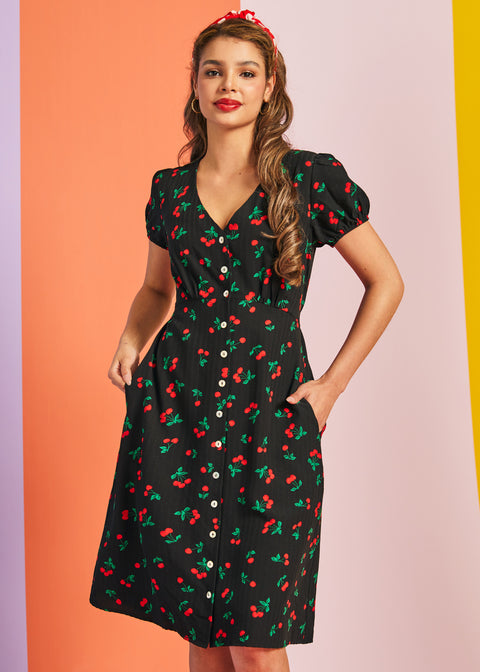 Sundae Stunner Dress in Rockabilly Pie, Size L