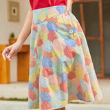 Side angle of circle skirt showing flared silhouette and movement