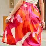 Back view showing elasticized waistband and full skirt shape