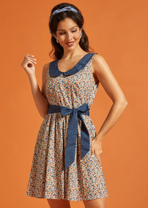 blue peter pan collar dress Vintage Horseshoe Print Peter Pan Collar Dress with Pockets – ModCloth