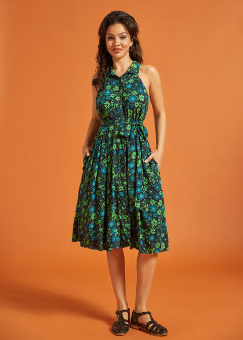Halter Skelter Shirt Dress in Mod Bloom, Size 3X