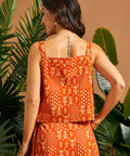 Back view of a vintage-inspired square neck cotton camisole.