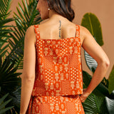 Back view of a vintage-inspired square neck cotton camisole.