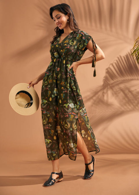 modcloth green maxi dress ModCloth Lace & Mesh Brand Green As Ruffles Ripple Maxi Dress Size XXS NWOT