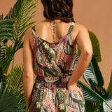 Rear detail of the tropical cat print cropped camisole.
