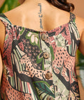Back view of the cropped tank featuring coconut button detailing.