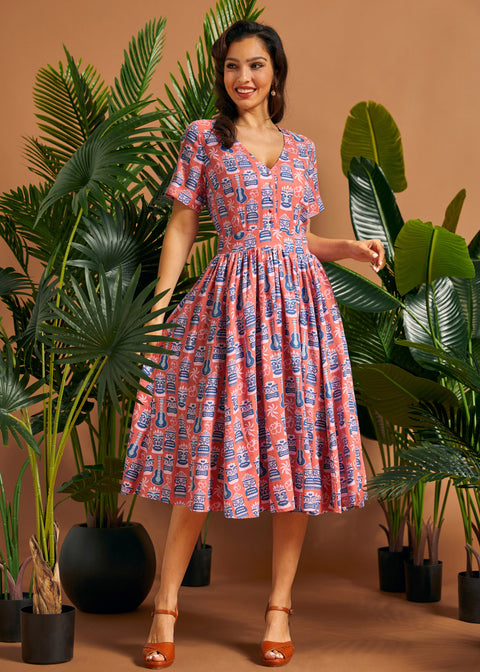 fit and flare midi dress with pockets 100% European Linen Fit & Flare Midi Dress